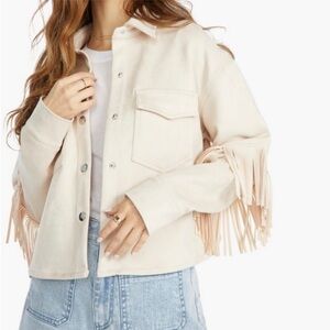 Women's Suede Cream Fringe Jacket